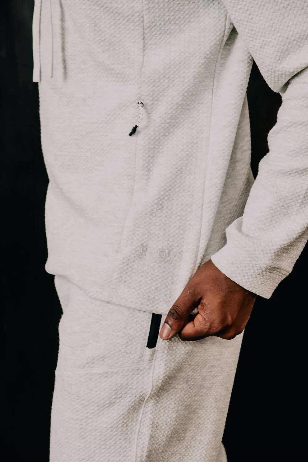 1897 Active Diamond Weave Hoodie for Men in Oatmeal | MJ895-OATMEAL