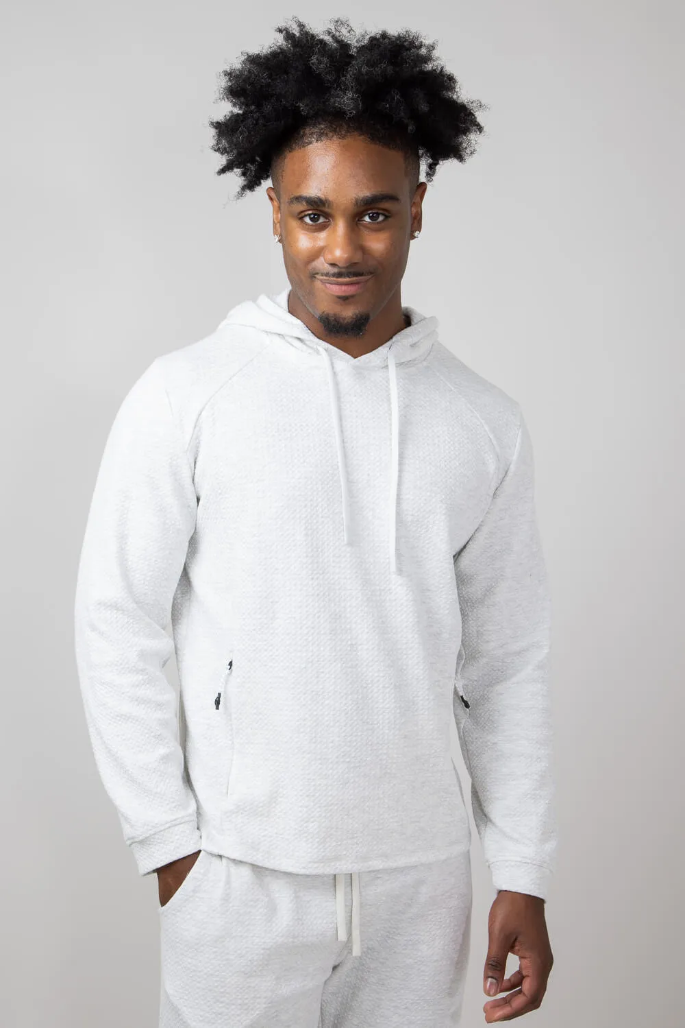 1897 Active Diamond Weave Hoodie for Men in Oatmeal | MJ895-OATMEAL