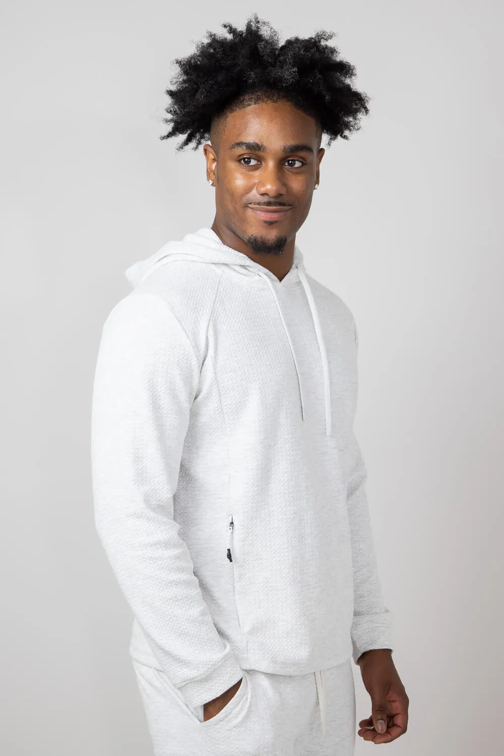 1897 Active Diamond Weave Hoodie for Men in Oatmeal | MJ895-OATMEAL