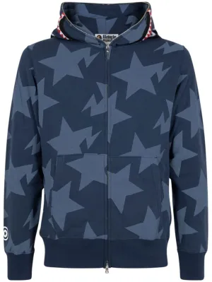 A BATHING APE® Sta pattern shark full-zip hoodie- Navy