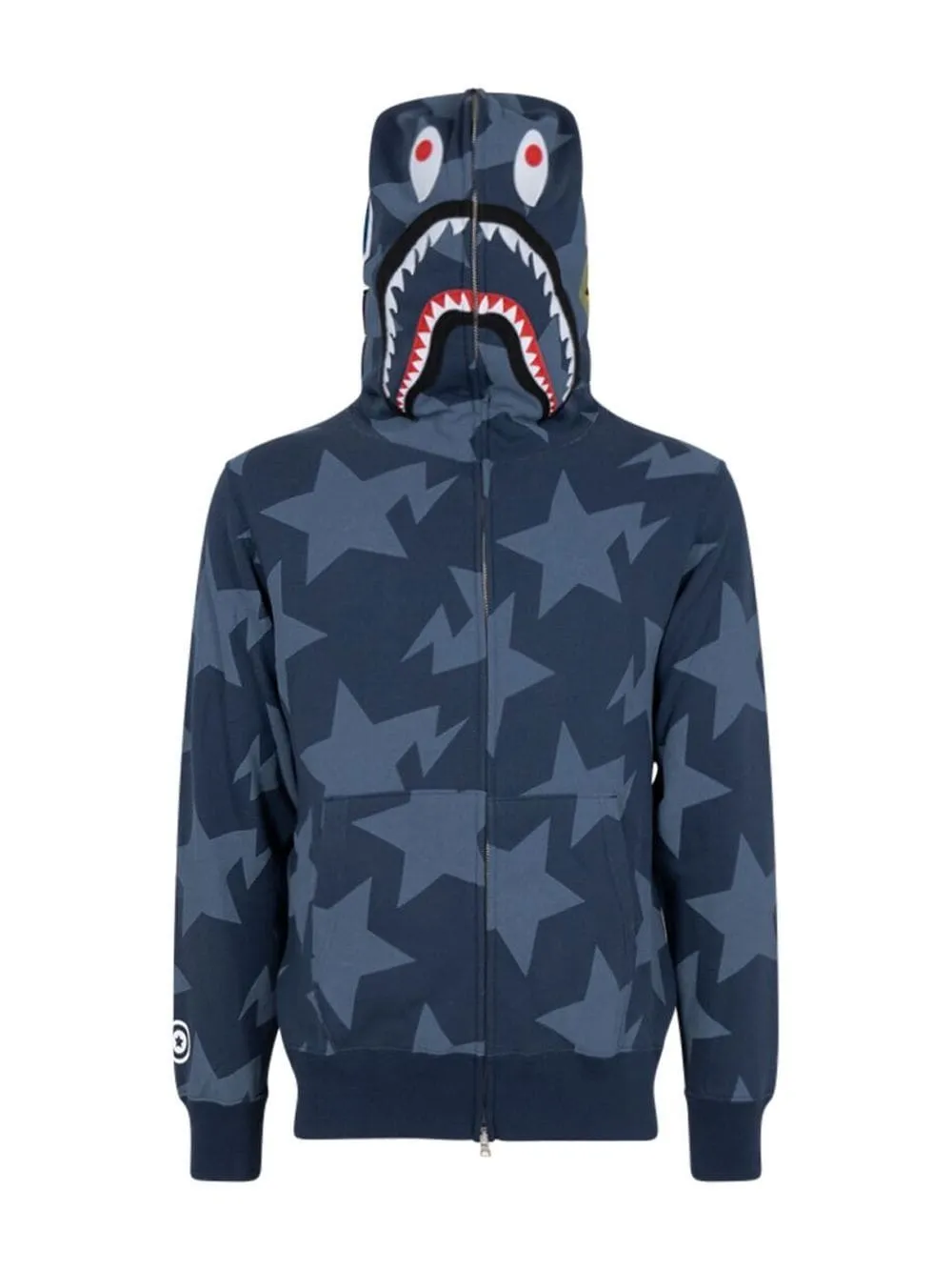 A BATHING APE® Sta pattern shark full-zip hoodie- Navy