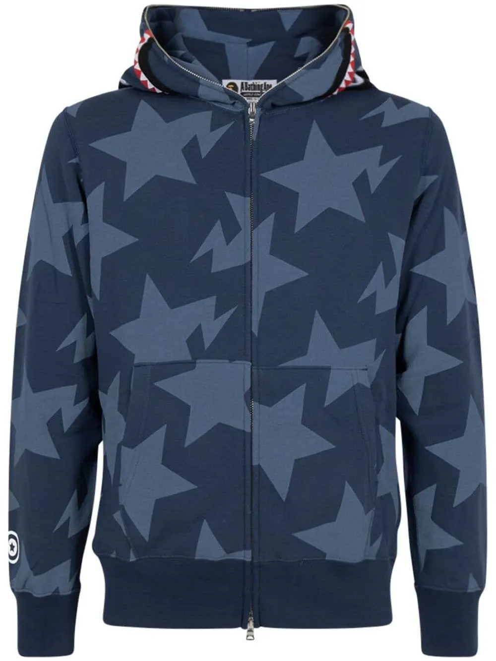 A BATHING APE® Sta pattern shark full-zip hoodie- Navy