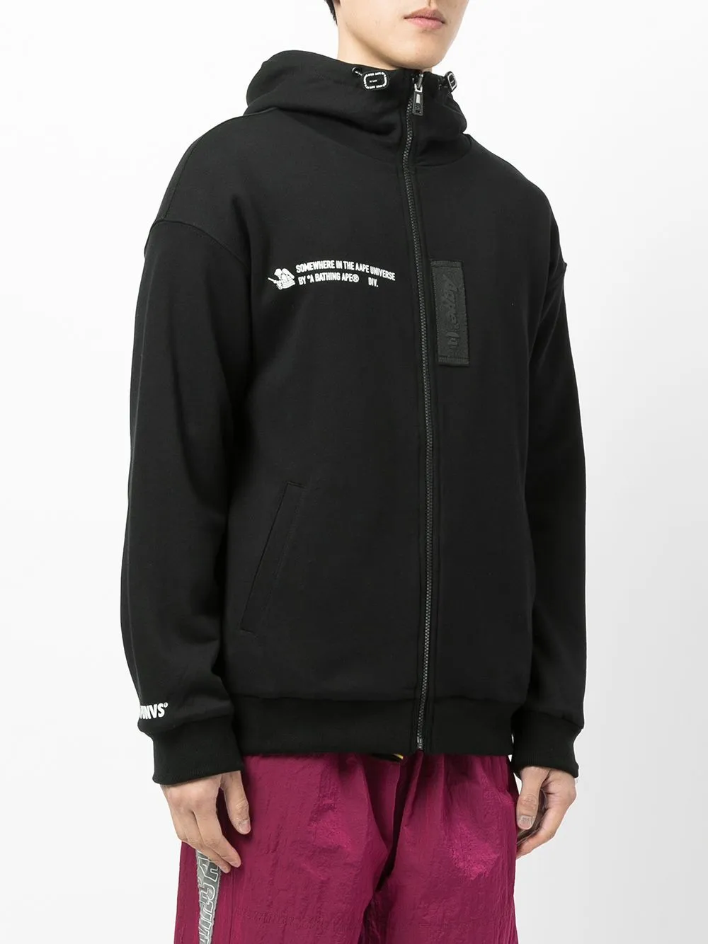 AAPE BY *A BATHING APE® slogan-print zipped hoodie