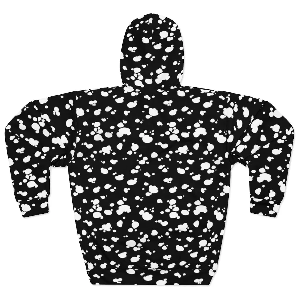 AOP Unisex Pullover Hoodie (Black with White spots)