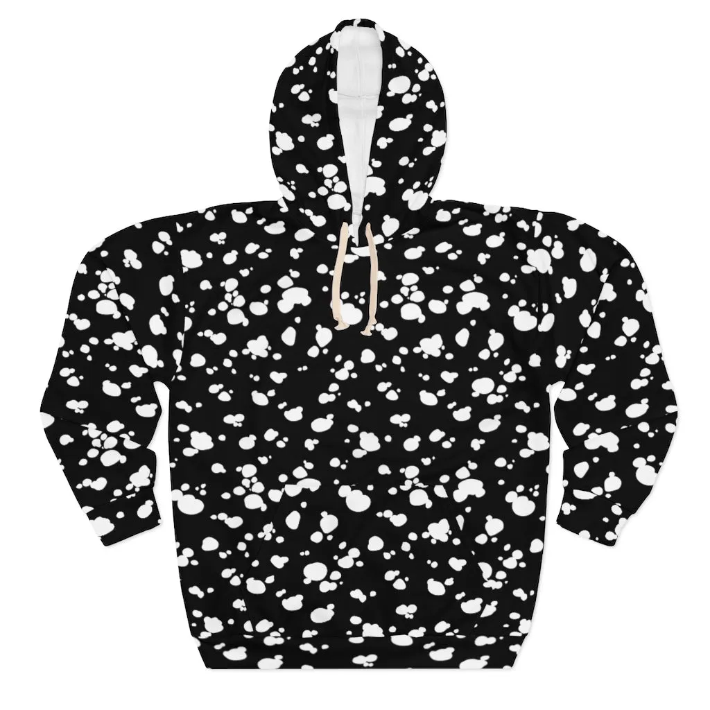 AOP Unisex Pullover Hoodie (Black with White spots)