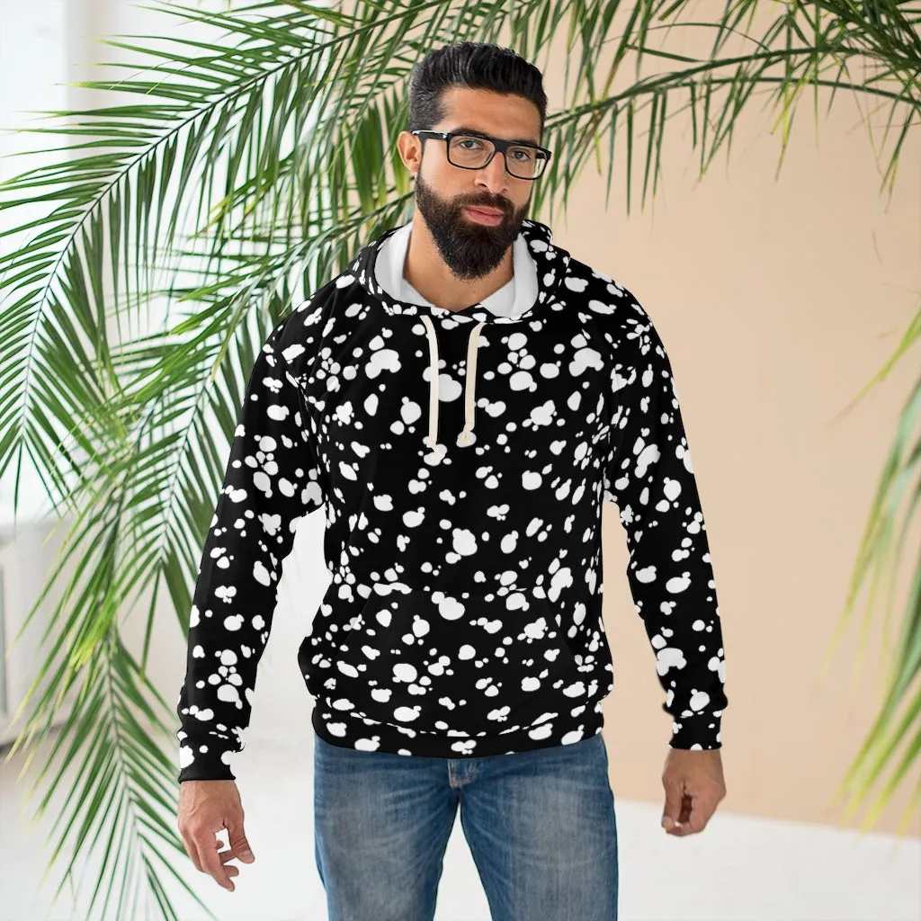 AOP Unisex Pullover Hoodie (Black with White spots)