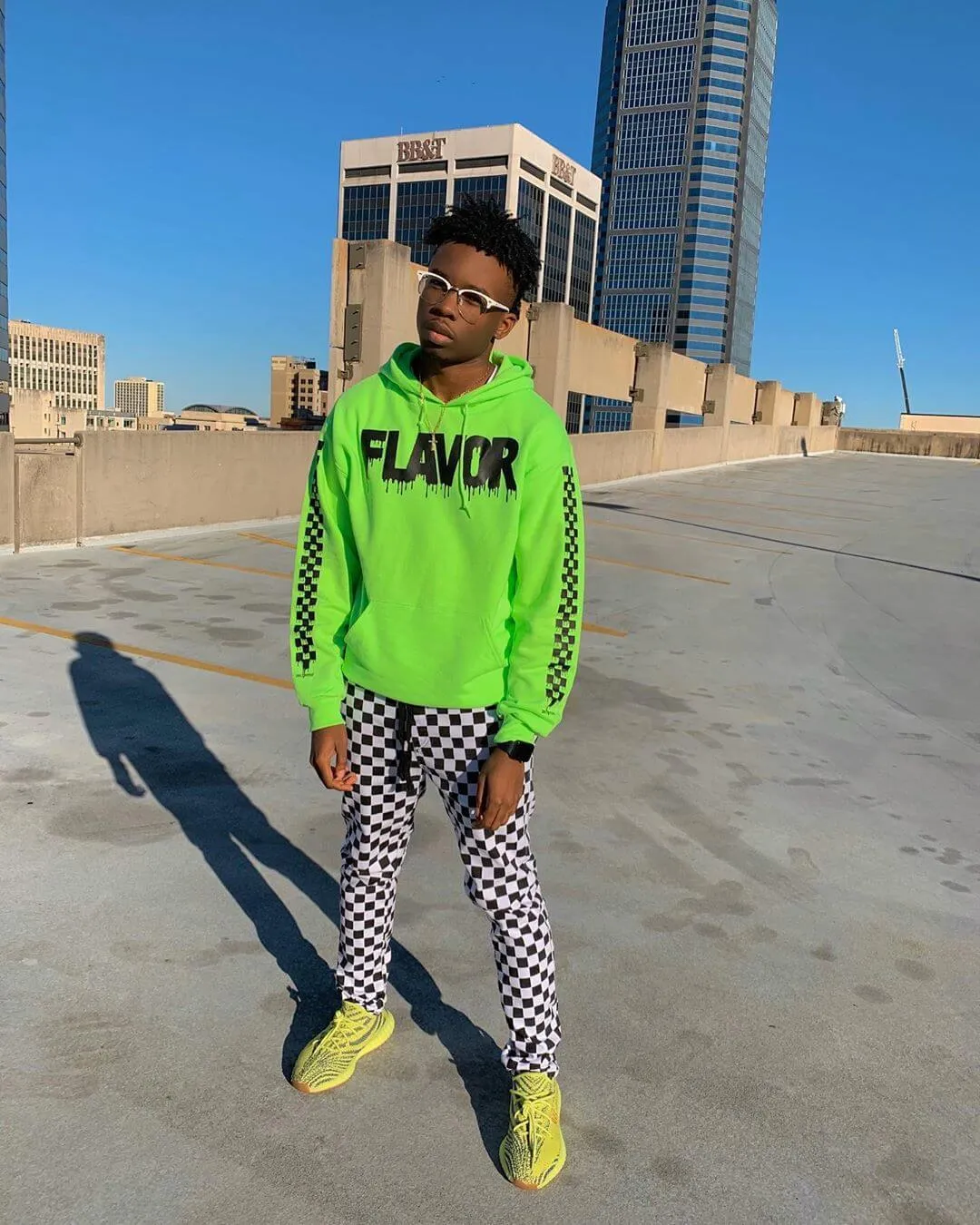 Black Flavor | Lime Green Hoodie (Solid Sleeves)