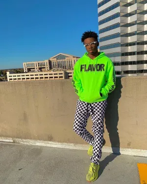 Black Flavor | Lime Green Hoodie (Solid Sleeves)