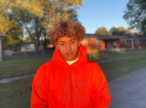 Black Wavy Outline | Orange Hoodie (Outline Checkered Drippin Sleeves)