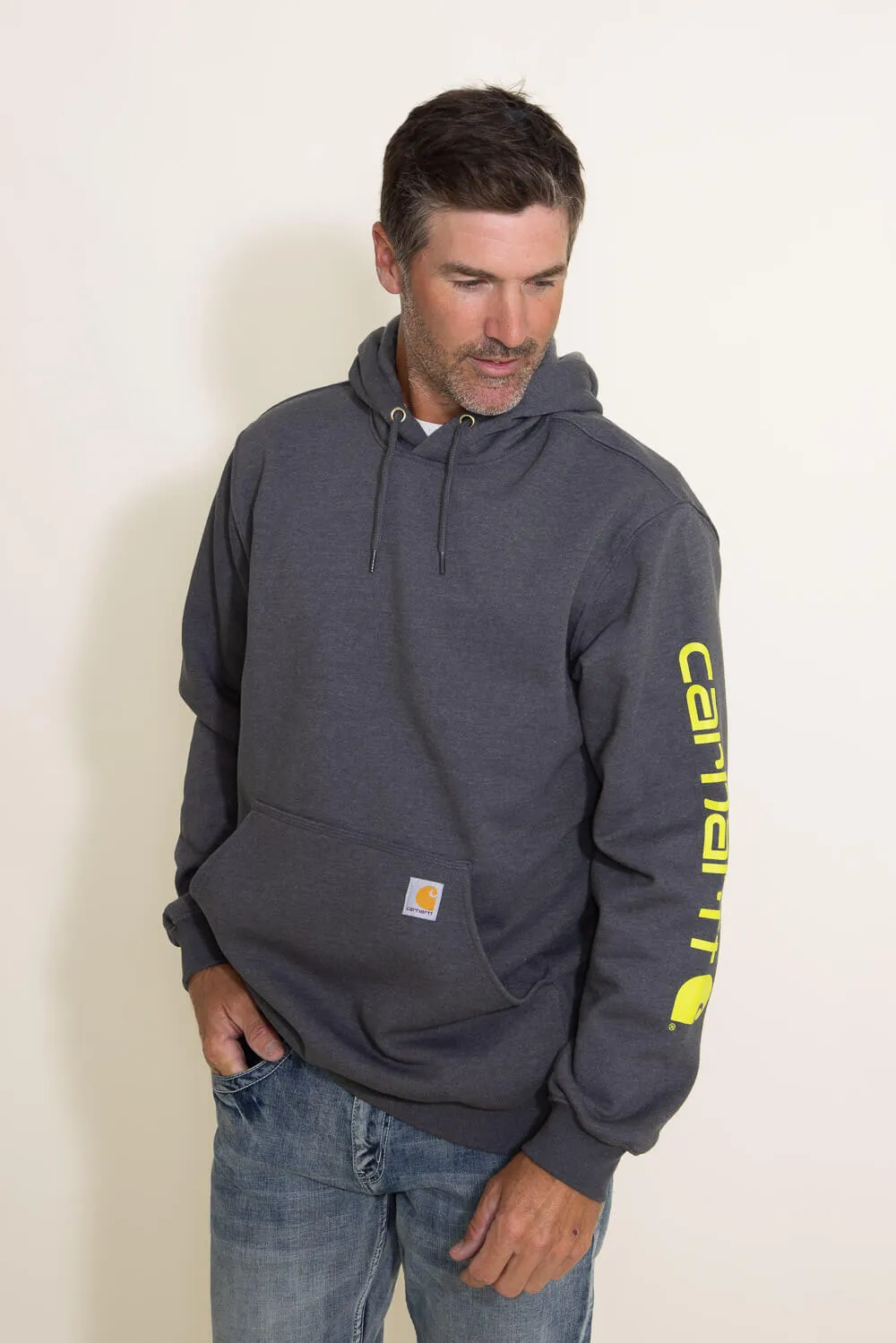 Carhartt Logo Sleeve Graphic Hoodie for Men in Grey | K288-026