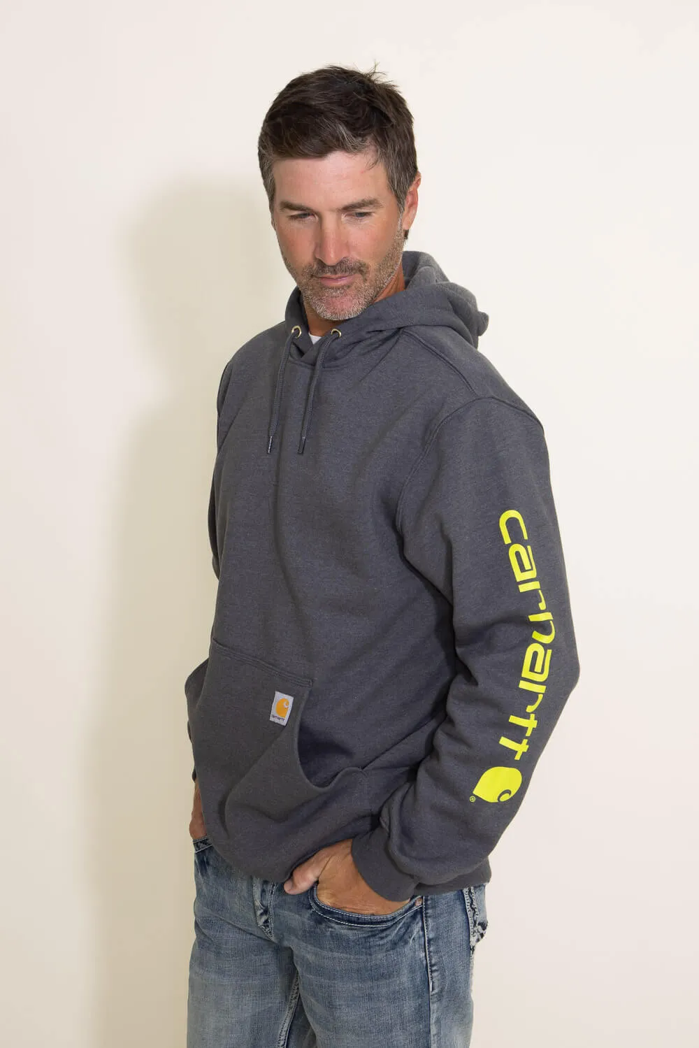 Carhartt Logo Sleeve Graphic Hoodie for Men in Grey | K288-026