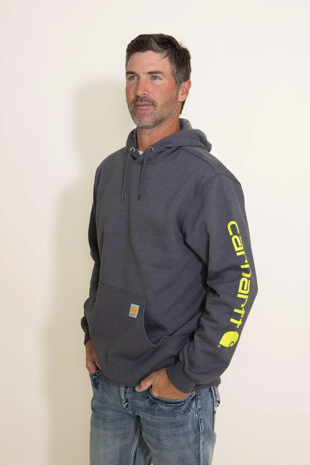 Carhartt Logo Sleeve Graphic Hoodie for Men in Grey | K288-026