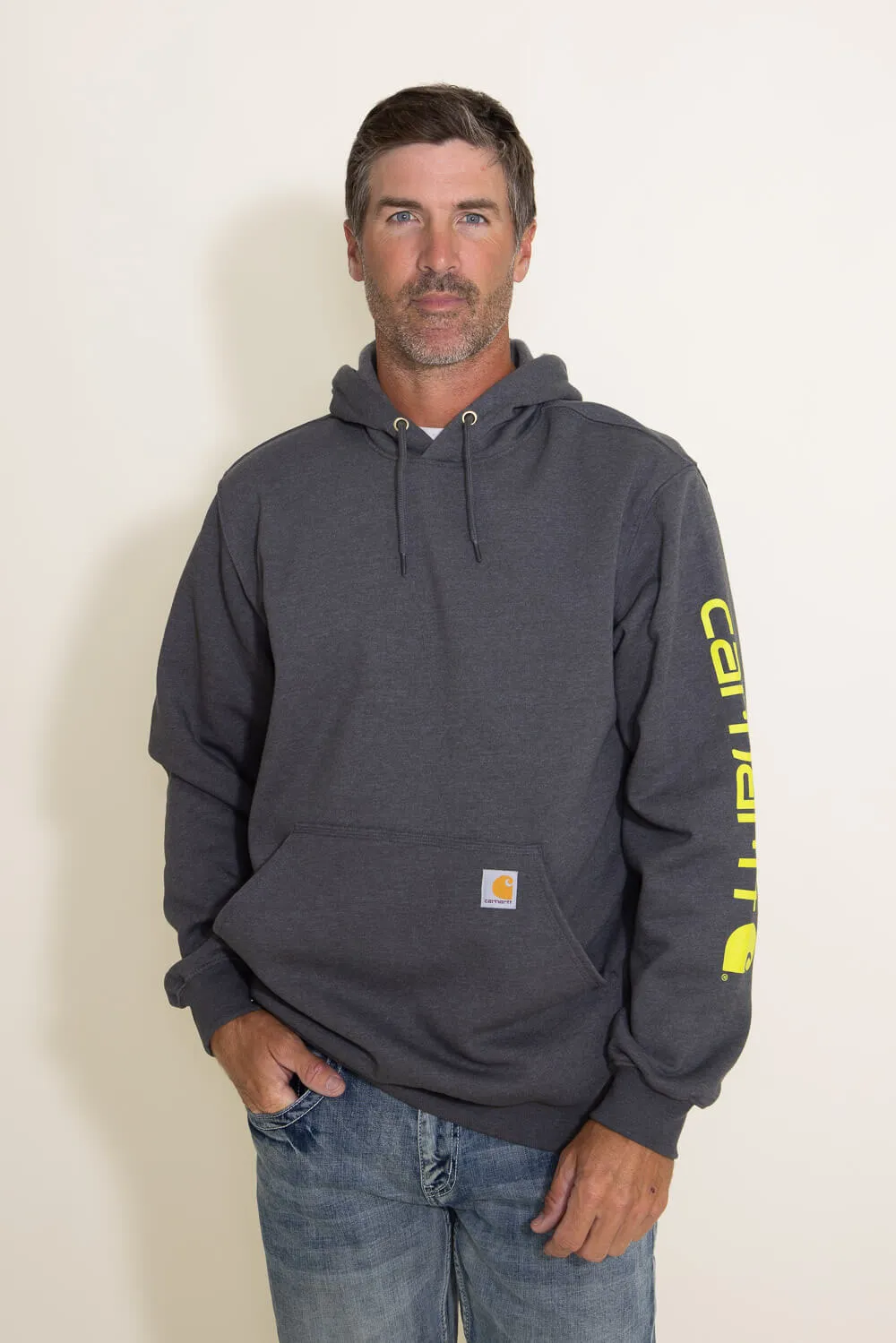 Carhartt Logo Sleeve Graphic Hoodie for Men in Grey | K288-026