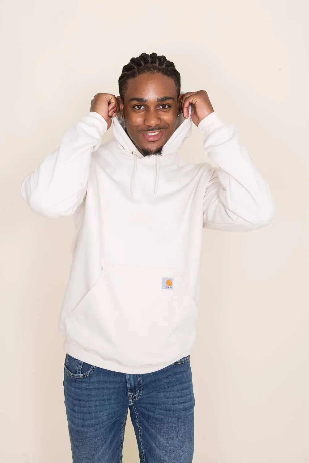 Carhartt Logo Sleeve Hoodie for Men in Malt White | K288-W03 MALT