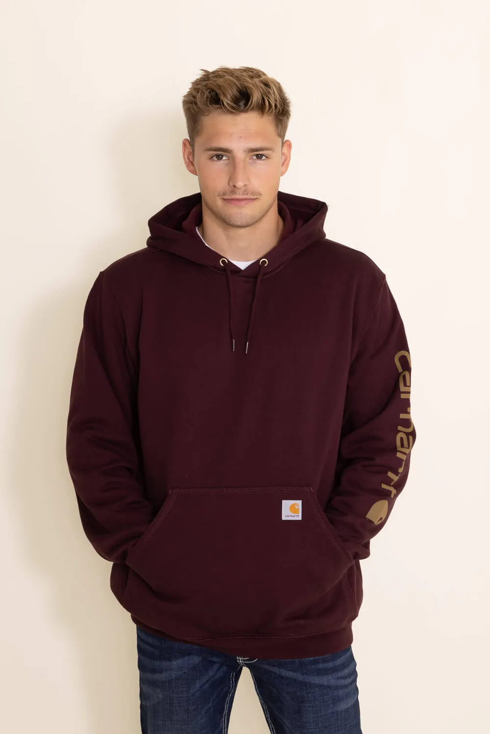 Carhartt Logo Sleeve Hoodie for Men in Port Maroon | K288-PRT PORT