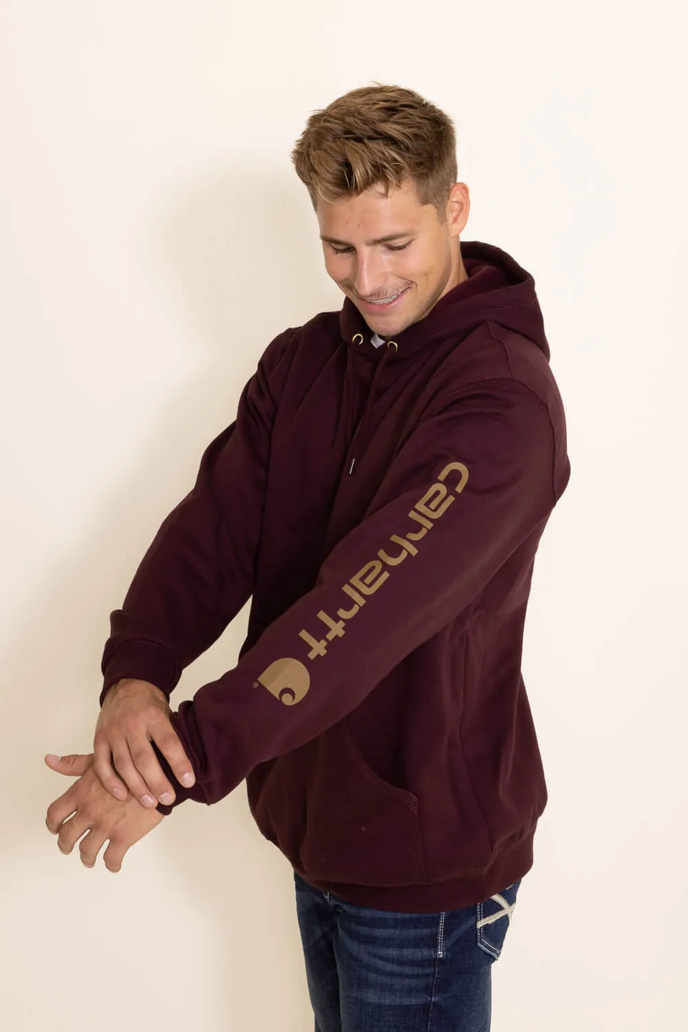 Carhartt Logo Sleeve Hoodie for Men in Port Maroon | K288-PRT PORT
