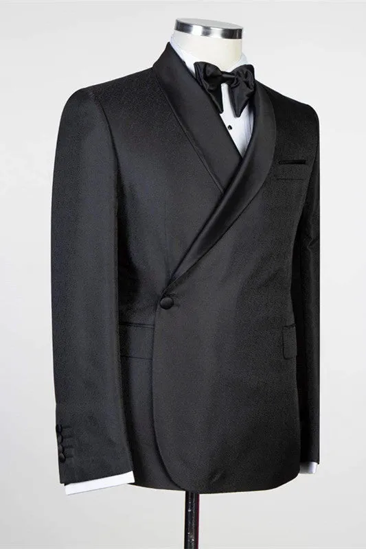 Chic Black Designer Shawl Lapel Men Suits for Wedding