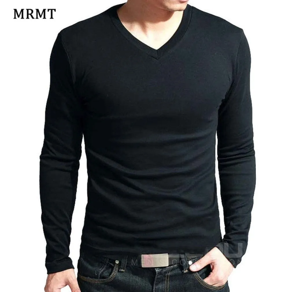 ContiNent 33 Elastic Mens T-Shirt V-Neck Long Sleeve Men T Shirt For Male Lycra And Cotton T-Shirts Man Clothing TShirt Brand Tees