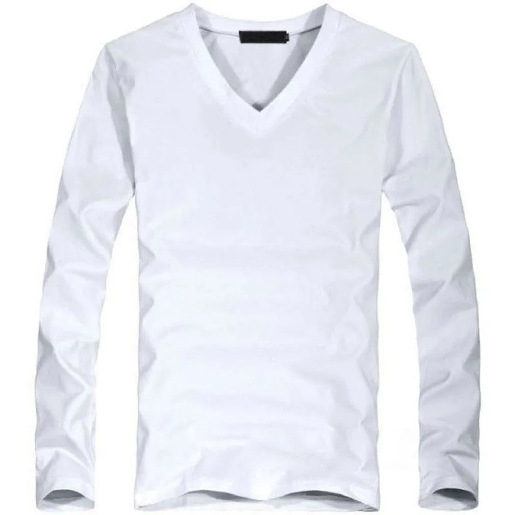ContiNent 33 Elastic Mens T-Shirt V-Neck Long Sleeve Men T Shirt For Male Lycra And Cotton T-Shirts Man Clothing TShirt Brand Tees