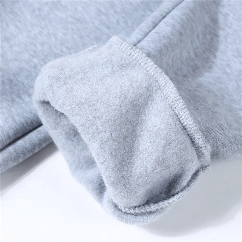 ContiNent 33 Men Women Tracksuit Hoodies Casual Solid Color Thick Pullover and Long Pant 2-piece Set Men Autumn Fleece Jogger Sports Suit
