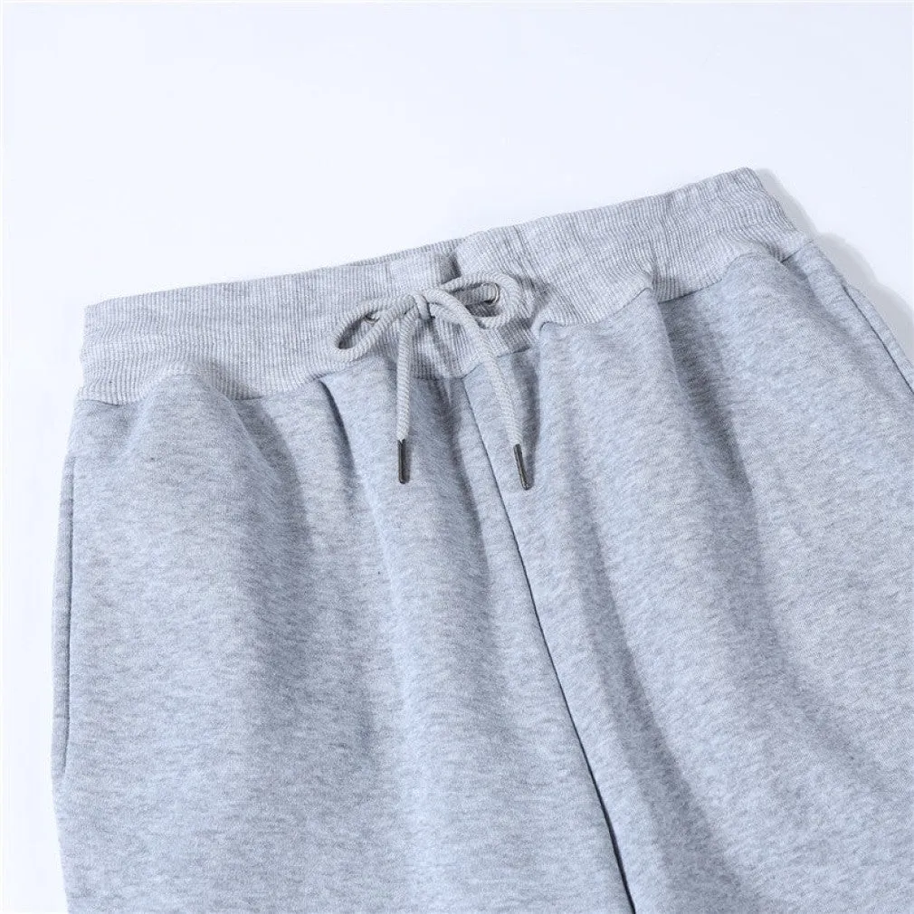 ContiNent 33 Men Women Tracksuit Hoodies Casual Solid Color Thick Pullover and Long Pant 2-piece Set Men Autumn Fleece Jogger Sports Suit