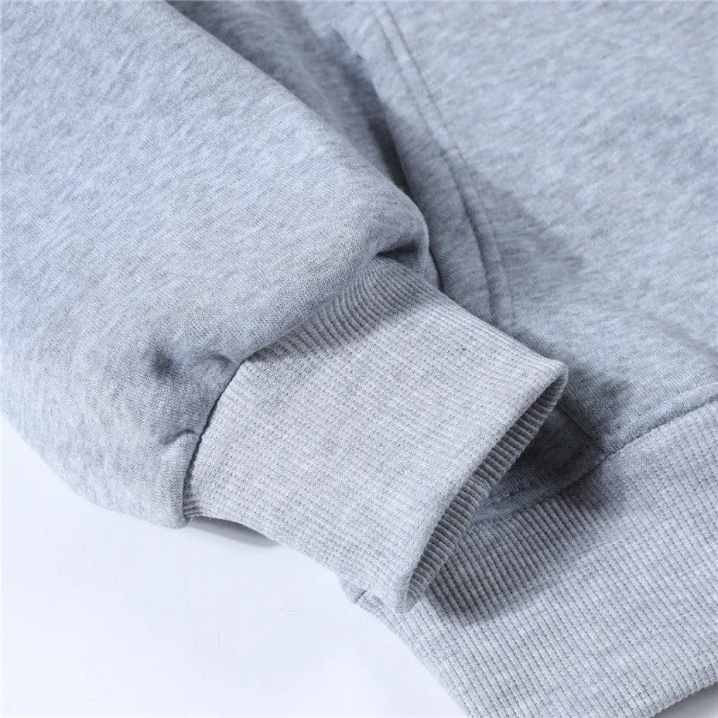 ContiNent 33 Men Women Tracksuit Hoodies Casual Solid Color Thick Pullover and Long Pant 2-piece Set Men Autumn Fleece Jogger Sports Suit