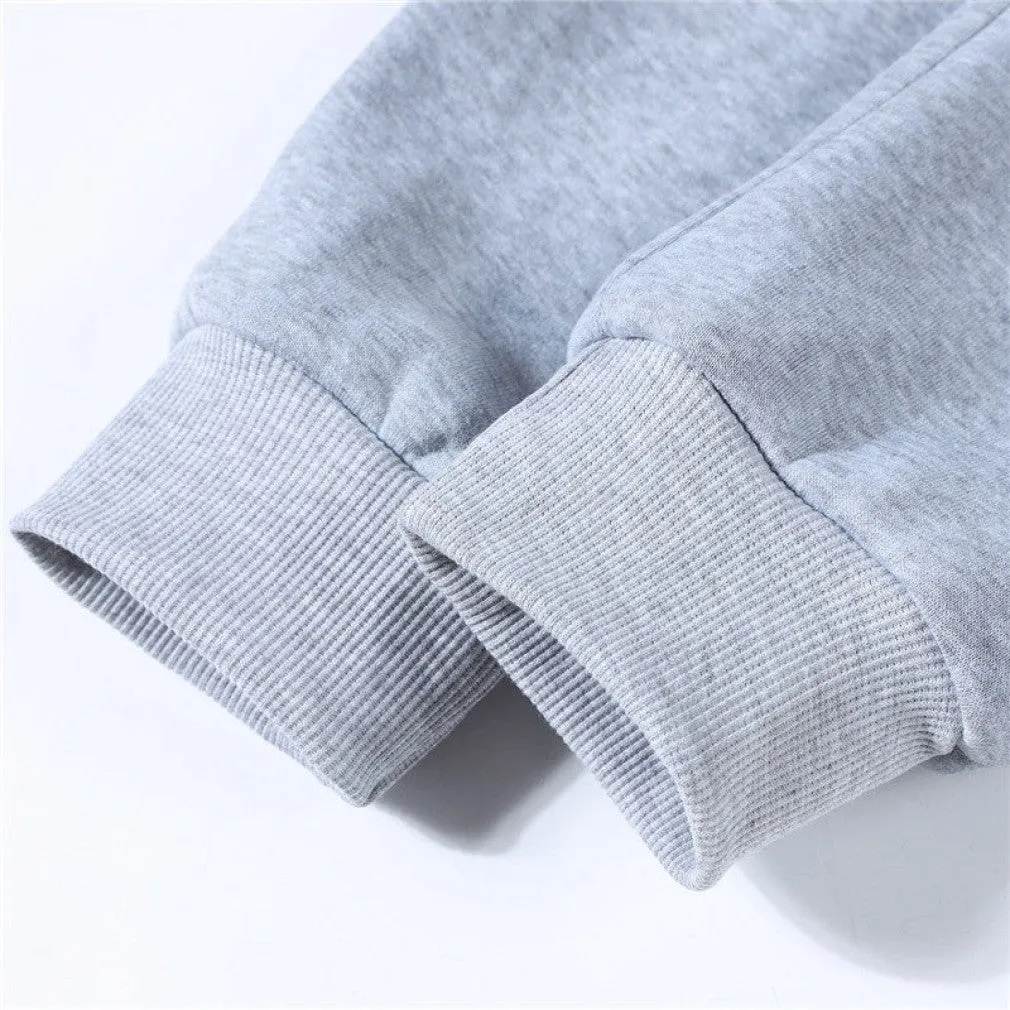 ContiNent 33 Men Women Tracksuit Hoodies Casual Solid Color Thick Pullover and Long Pant 2-piece Set Men Autumn Fleece Jogger Sports Suit