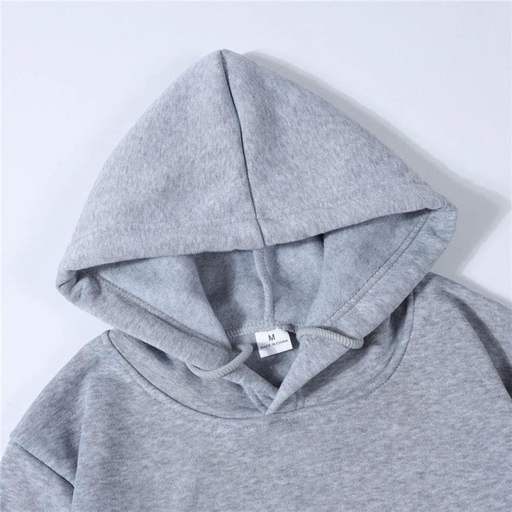 ContiNent 33 Men Women Tracksuit Hoodies Casual Solid Color Thick Pullover and Long Pant 2-piece Set Men Autumn Fleece Jogger Sports Suit
