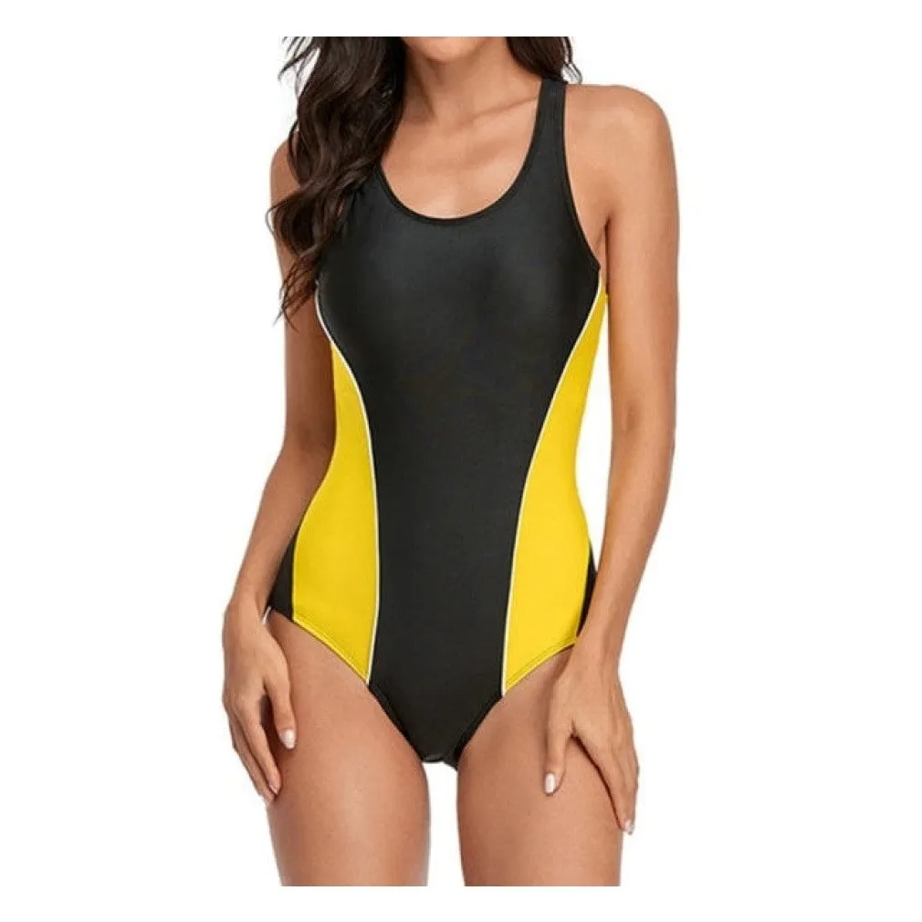ContiNent 33 Sports One Piece Swimsuit Competition Swimwear Women Patchwork Swimming Suits for Women Racerback Bathing Suits XXL