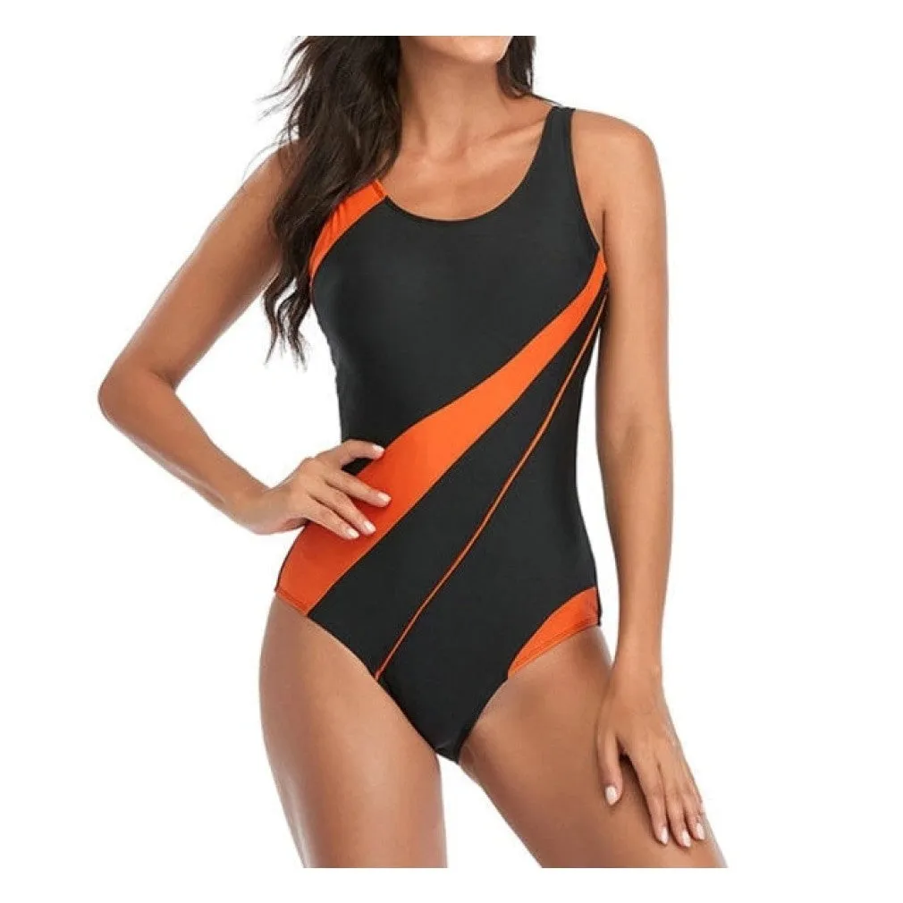 ContiNent 33 Sports One Piece Swimsuit Competition Swimwear Women Patchwork Swimming Suits for Women Racerback Bathing Suits XXL