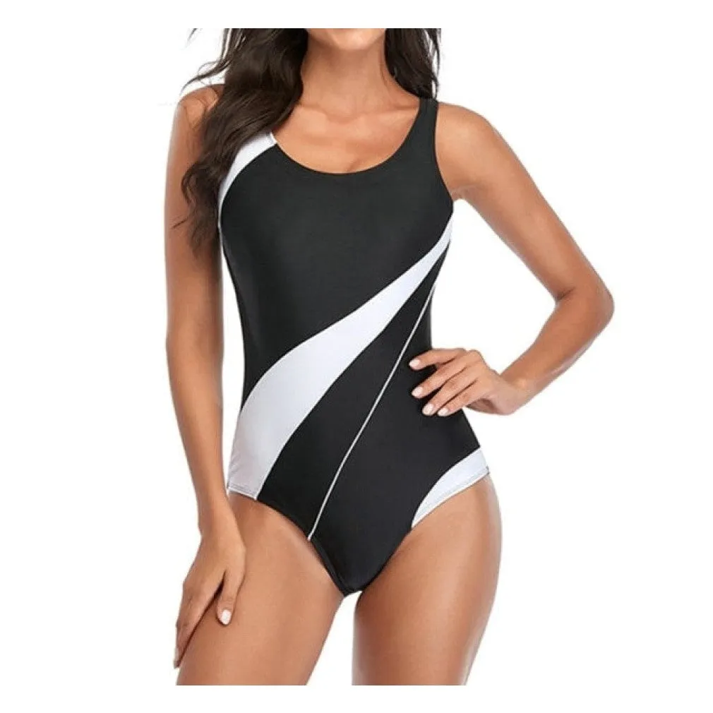 ContiNent 33 Sports One Piece Swimsuit Competition Swimwear Women Patchwork Swimming Suits for Women Racerback Bathing Suits XXL