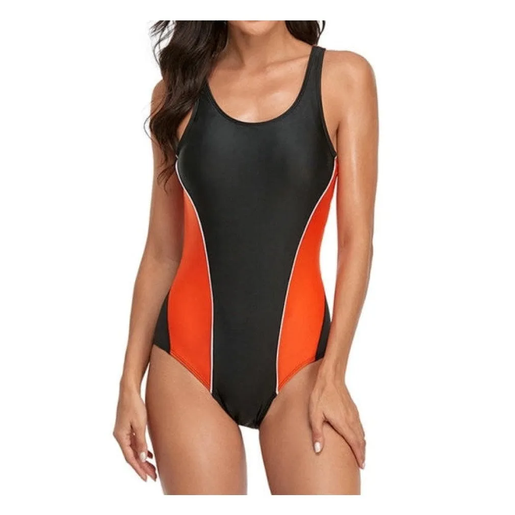 ContiNent 33 Sports One Piece Swimsuit Competition Swimwear Women Patchwork Swimming Suits for Women Racerback Bathing Suits XXL