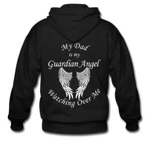 Dad Guardian Angel Zipper Hoodie with front wings. Gildan Heavy Blend Adult Zip Hoodie