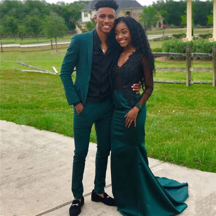 Dark Green 2-Piece Notch Lapel Designer Prom Suits Online