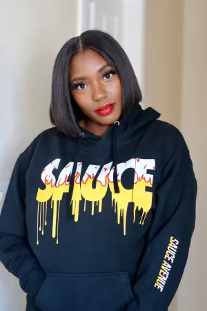 Flame Sauce White | Black Hoodie