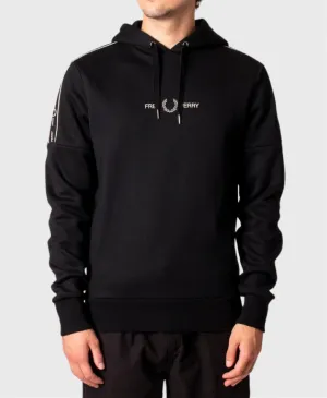Fred Perry M4701 Taped Sleeve Hoodie 102 Black