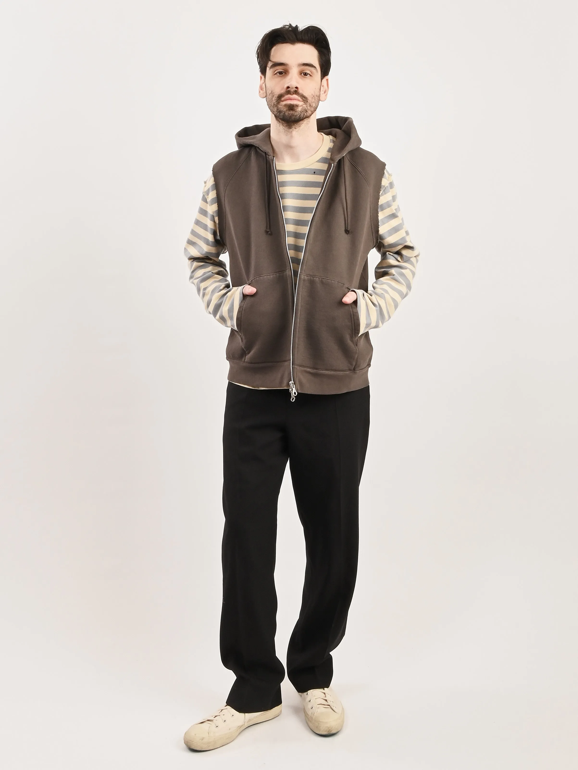 French Sun Fade Hefty Fleece Motor Hood Vest