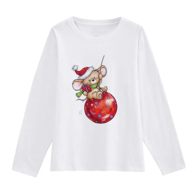 HAPPY NEW YEAR Christmas Ladies White T-Shirt D