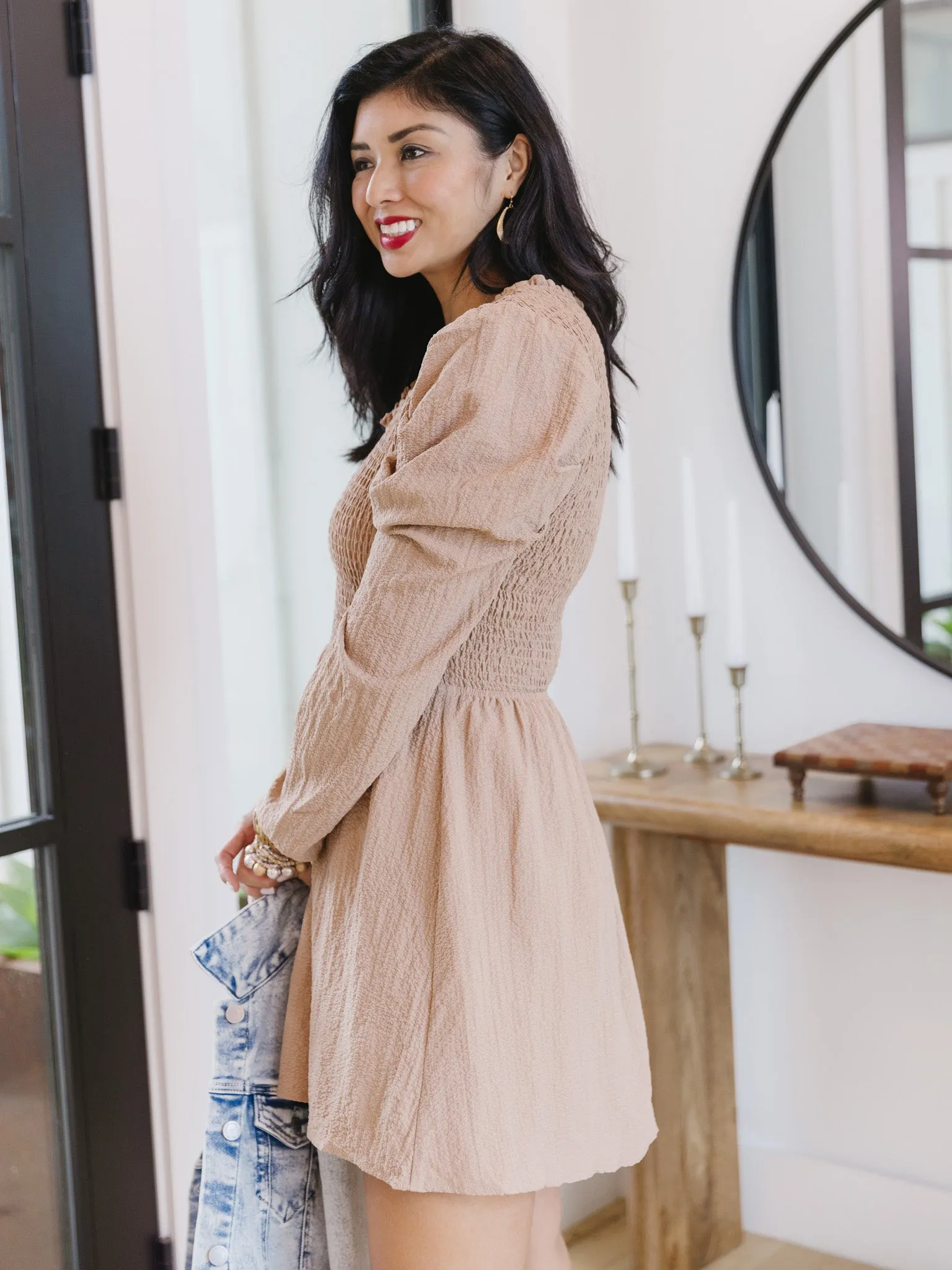 Harvest Smocked V Neck Dress