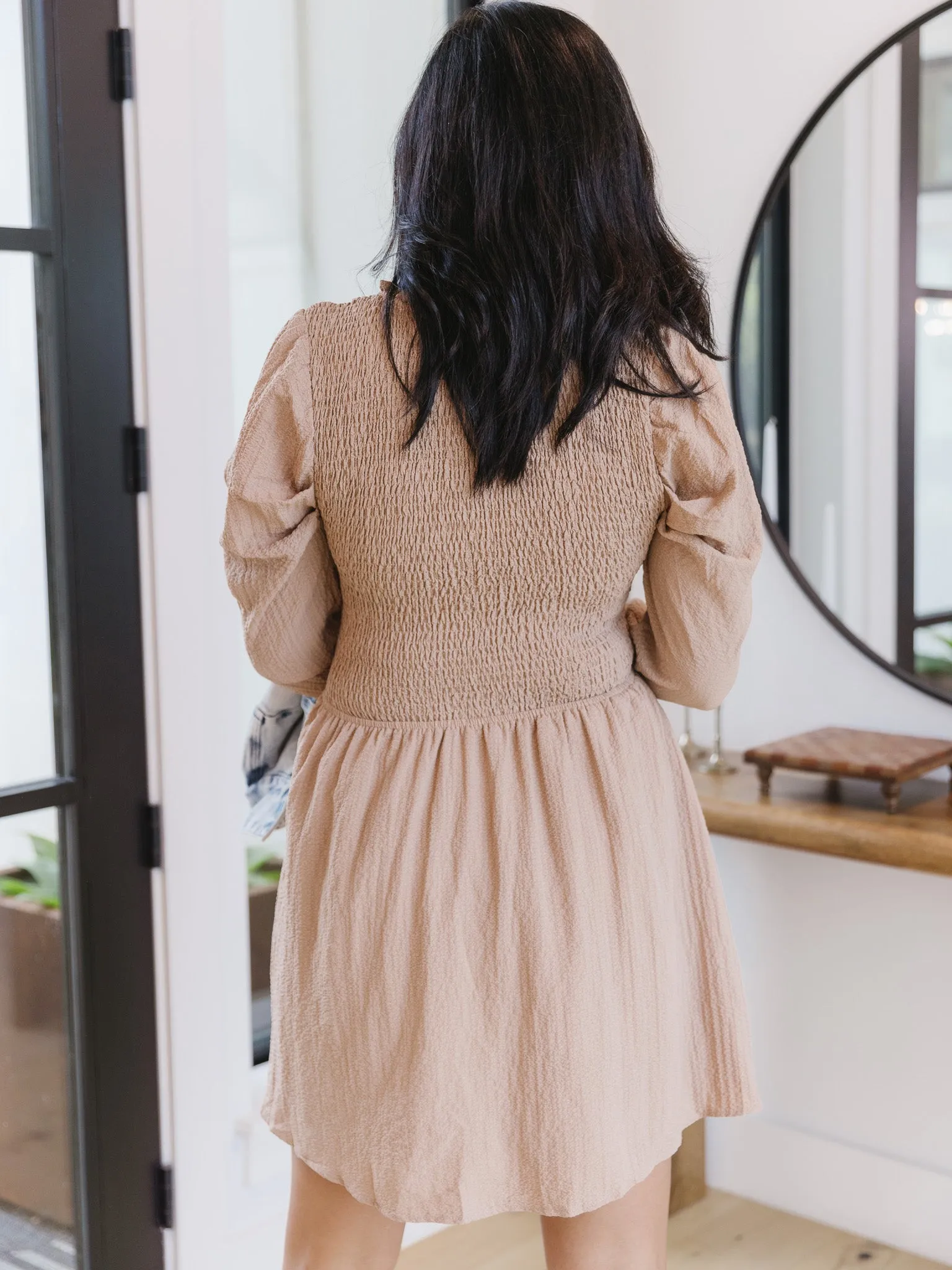 Harvest Smocked V Neck Dress