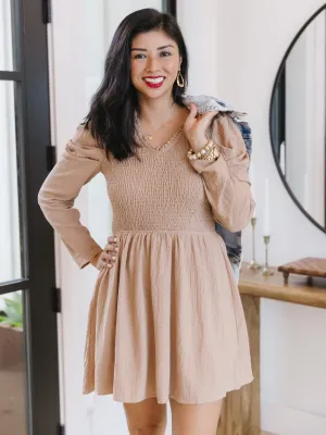 Harvest Smocked V Neck Dress