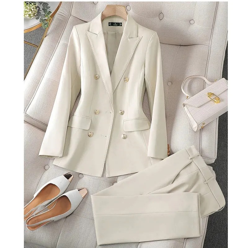 High Quality Women's Boutique Fashion Elegant Pantsuit Business Formal Blazer Jacket and Trousers 2 Piece Pant Sets