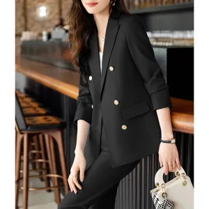 High Quality Women's Boutique Fashion Elegant Pantsuit Business Formal Blazer Jacket and Trousers 2 Piece Pant Sets