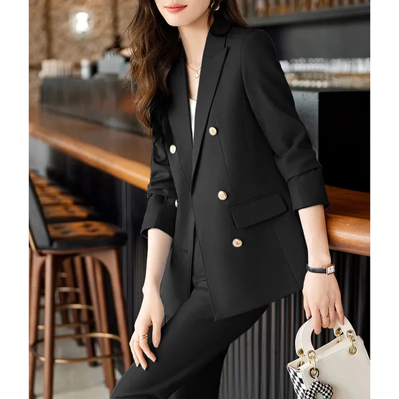 High Quality Women's Boutique Fashion Elegant Pantsuit Business Formal Blazer Jacket and Trousers 2 Piece Pant Sets
