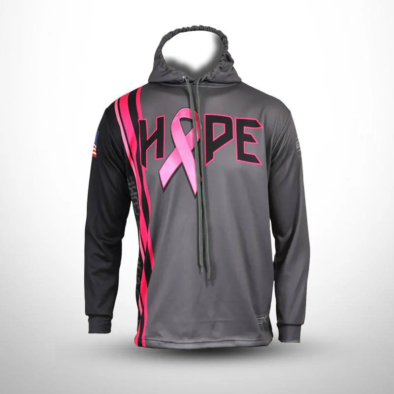 HOPE Breast Cancer Awareness FDS Striped Hoodie Grey