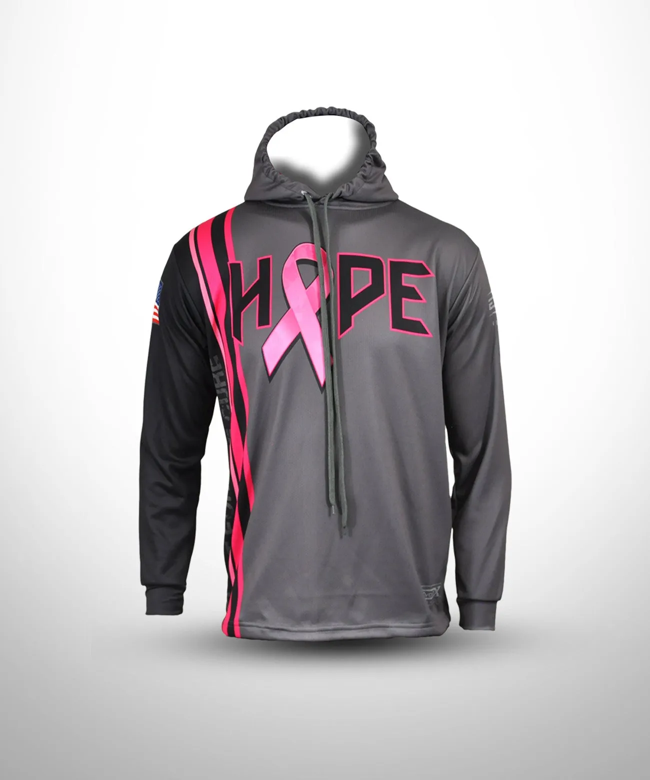 HOPE Breast Cancer Awareness FDS Striped Hoodie Grey