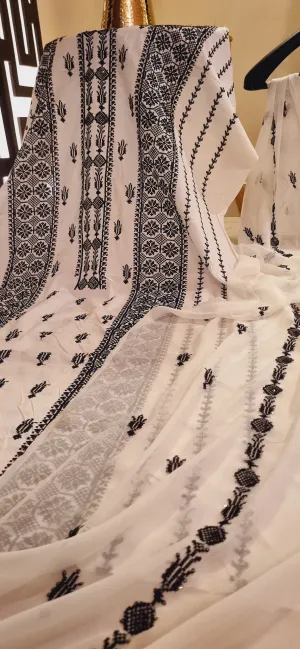 Lawn embroidered three piece suits