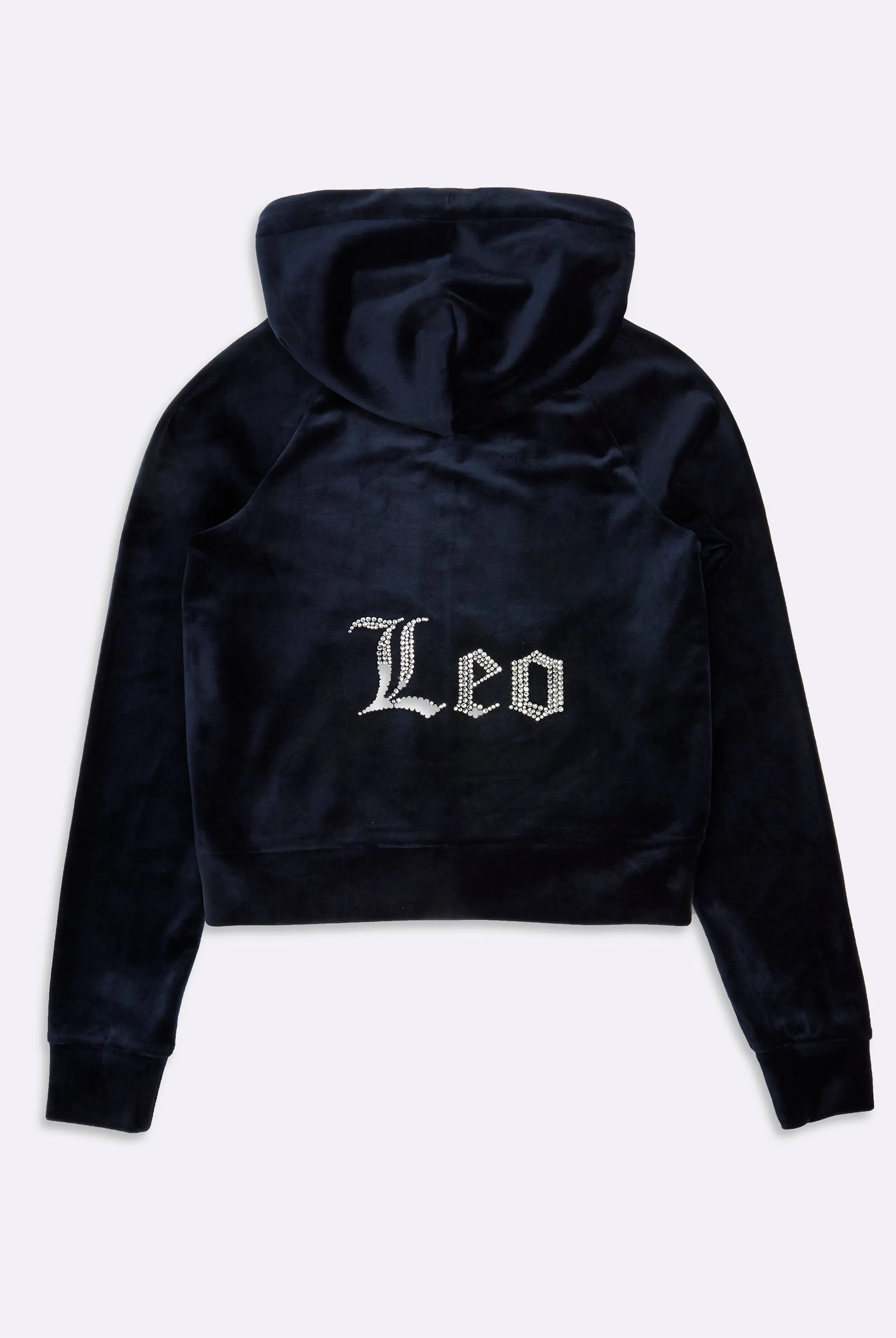 'LEO' NIGHT SKY DIAMANTÉ VELOUR ZIP-THROUGH HOODIE