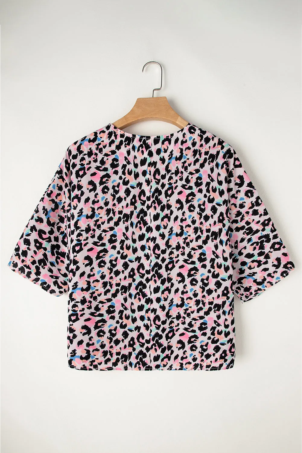 Leopard Print V Neck Oversized Blouse