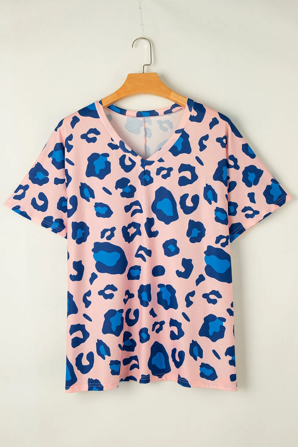 Leopard Print V Neck Plus Size Tee